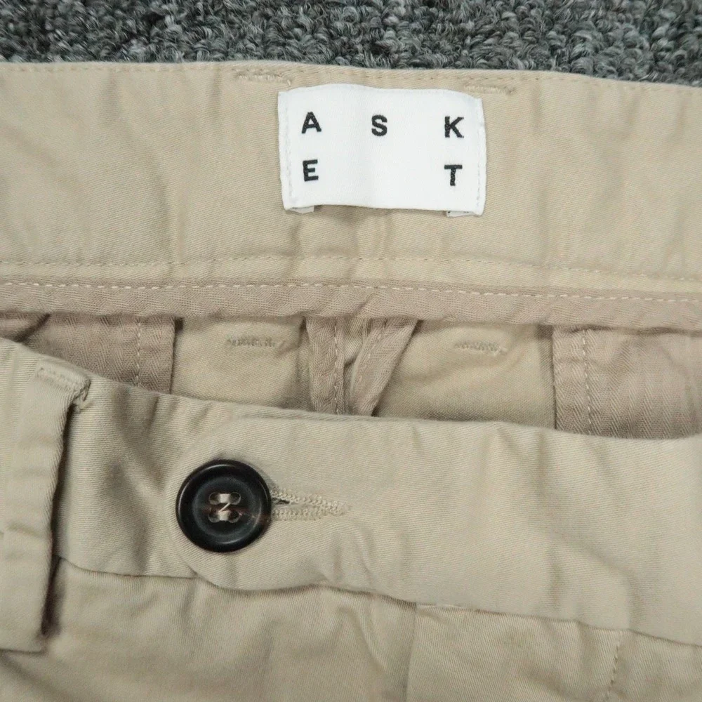 Asket Pants Mens 33x34 Beige The Chino Slim Fit Straight Flat Front Trouser